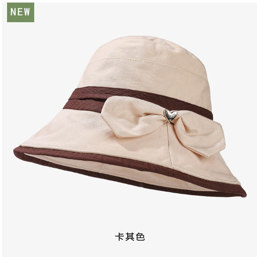 渔夫帽韩国拼色蝴蝶结透气防晒帽，减龄百搭户外大沿遮阳帽A14-1-3-M3427 商品图6