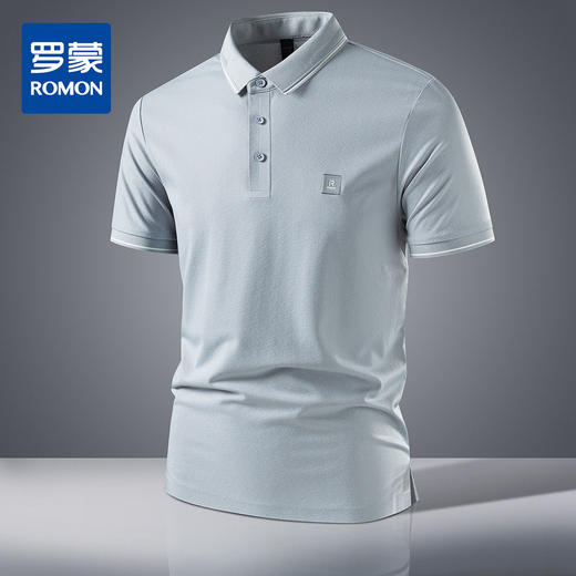 【7A抗菌凉感】罗蒙男士夏季暗纹提花抗皱商务polo衫男士短袖男t恤体恤 商品图0