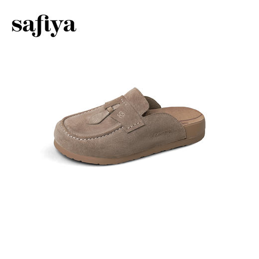 Safiya/索菲娅2025复古反绒外穿包头百搭厚底休闲懒人勃肯鞋SFD3110074 商品图6