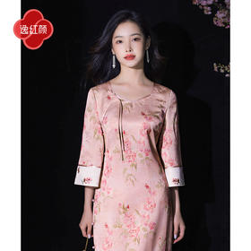 逸红颜芳馨2025夏新金陵软缎小猫扑蝶手推绣宽松版长旗袍女芳妍