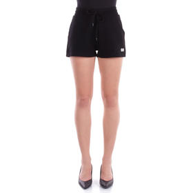 GCDS 女士字母徽标贴片棉质抽绳运动短裤 黑色 B1EW3119UW0 99