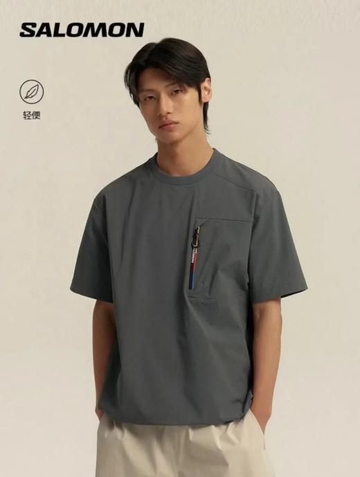 Salomon萨洛蒙户外山野型格UNI BLAST系列 时尚简约宽松速干圆领短袖口袋多舒适T恤 男女同款！ 商品图2