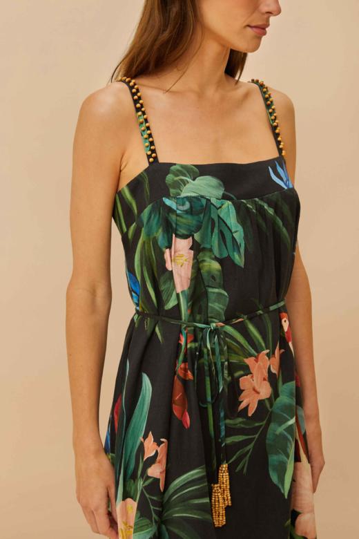 Farm Rio - Macaw Fiesta Mini Dress - Black - 女装 - 连身裙 - 黑色 商品图1