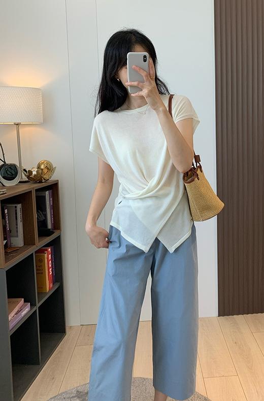 丝滑裸感真丝莱赛尔交叠扭结设计瘦瘦衫 商品图2