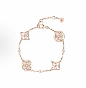 LOUIS VUITTON 徽标设计 玫瑰金 珍珠母贝 钻石 手链 男女同款情侣款 粉金色（SJ）