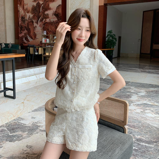 奢姿大码女装2025夏季时尚优雅蕾丝两件套胖妹妹气质减龄穿搭套装9952953331 商品图2