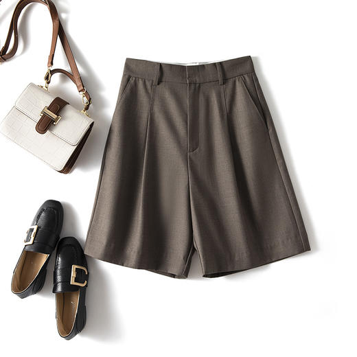 「自」全新升级【铂金会员146/天猫199/差价53】(04643)洛诗琳高腰西装五分裤2025夏薄款宽松直筒显瘦阔腿中裤女 商品图2