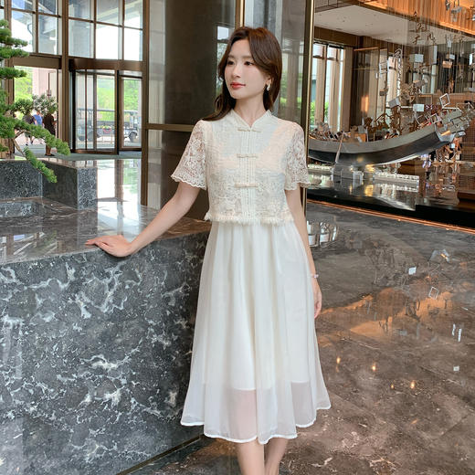 奢姿大码女装2025夏季新中式国风假两件改良连衣裙胖妹妹时尚裙子9952853313 商品图0