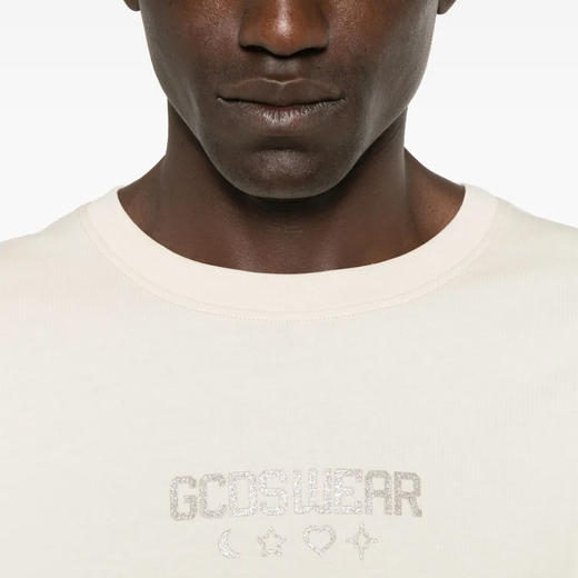 GCDS 男士字母亮片徽标棉质圆领短袖T恤 杏色 B1CU2322JE9 15 商品图2