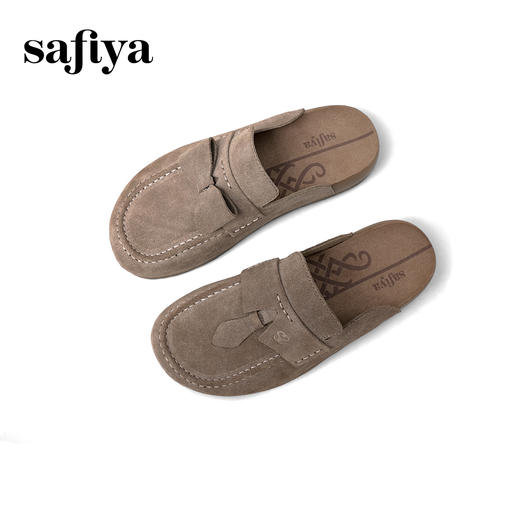 Safiya/索菲娅2025复古反绒外穿包头百搭厚底休闲懒人勃肯鞋SFD3110074 商品图3