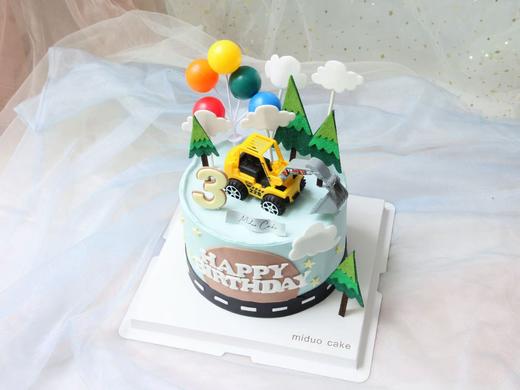 男孩款 挖土机工程车 公路 蓝色系 商品图1