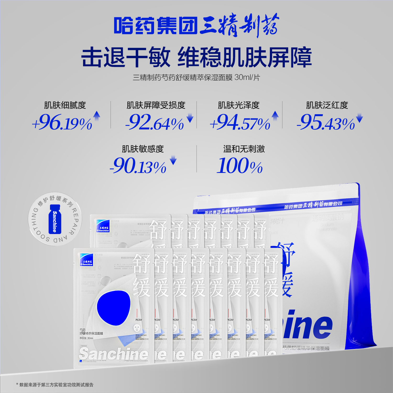 热卖！急救面膜！【超值30片】Sanchine三精制药 舒缓保湿面膜 修护肌肤屏障 补水舒敏 30ml*15片*2袋
