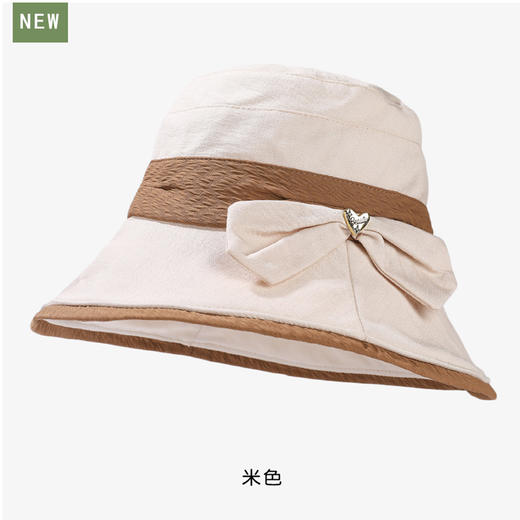 渔夫帽韩国拼色蝴蝶结透气防晒帽，减龄百搭户外大沿遮阳帽A14-1-3-M3427 商品图5
