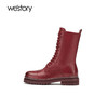 westory2021年秋季新款短靴女平底单靴马丁靴英伦风W21DS81111 商品缩略图2