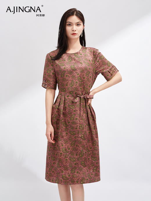 【凉爽宜人】阿菁娜夏日国风新中式香云纱腰果花连衣裙F30X212060 商品图1