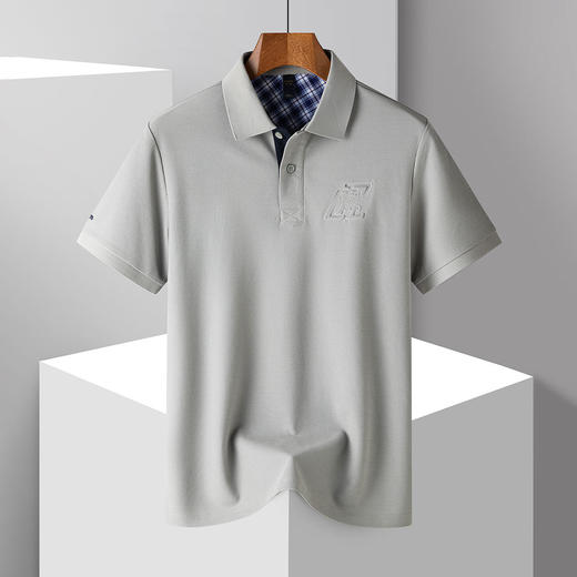 【防晒凉感醋酸亚麻桑蚕丝】罗蒙男士Polo衫休闲通勤t恤男夏季短袖舒适百搭polo衫男 商品图4