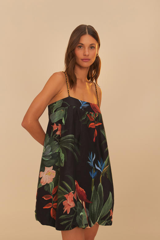 Farm Rio - Macaw Fiesta Mini Dress - Black - 女装 - 连身裙 - 黑色 商品图6