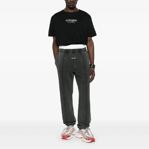 GCDS 男士字母亮片徽标棉质圆领短袖T恤 黑色 B1CU2322JE9 99 商品图3