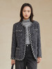 灰黑混纺粗花呢小香风外套 撞色毛边金属扣短款夹克 复古优雅秋冬质感上衣 商品缩略图0
