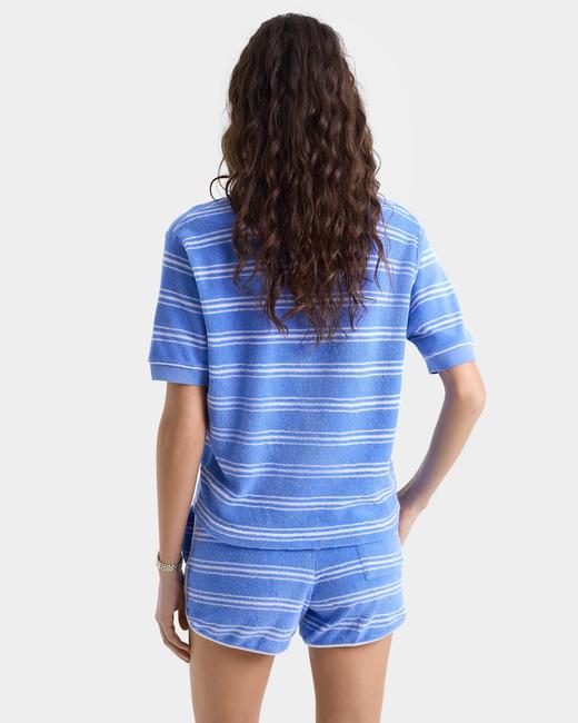 Sporty & Rich - Src Terry Polo - Juniper Striped - 女装 - Polo衫 - 蓝色条纹 商品图4