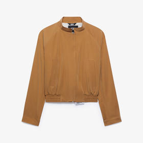 GCDS 女士字母徽标标签铜氨纤维短款剪裁飞行员夹克 棕色 B1CW0903TM9 37