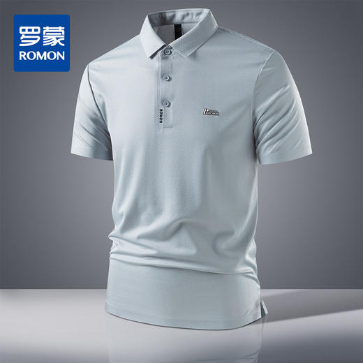 【凉感抗菌无痕抗皱】罗蒙男士Polo衫夏季树皮纹理冰丝t恤时尚休闲男短袖 商品图0