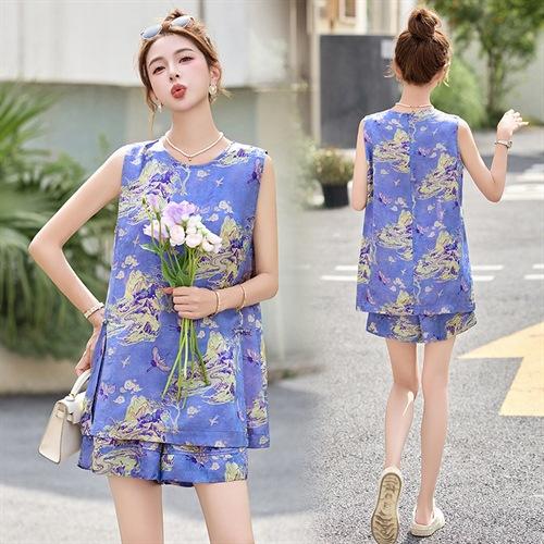 新中式国风套装，减龄无袖短裤穿搭两件套HR-ZYQ2570 商品图3