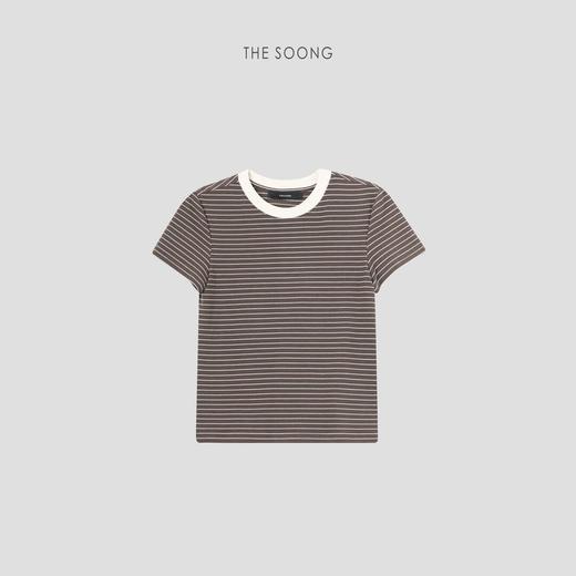 THESOONG"动态条纹"经典凉意呼吸感撞色条纹圆领T恤上衣HBTX5364 商品图3
