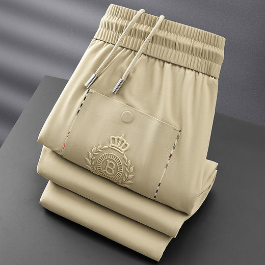 轻奢夏季薄款冰丝滑柔软运动裤男修身束脚高端速干松紧带休闲裤男 商品图6