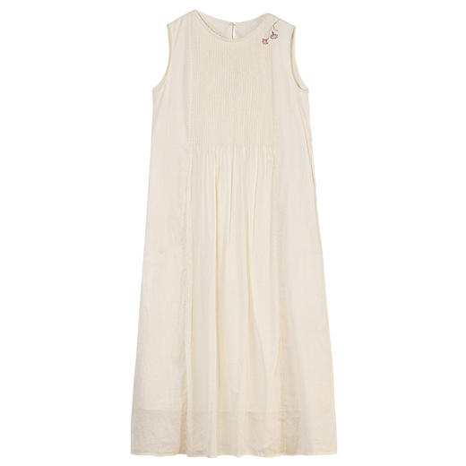 牧衣游原创手工刺绣打条100支精棉无袖连衣裙轻薄质朴长裙 小风铃 商品图4