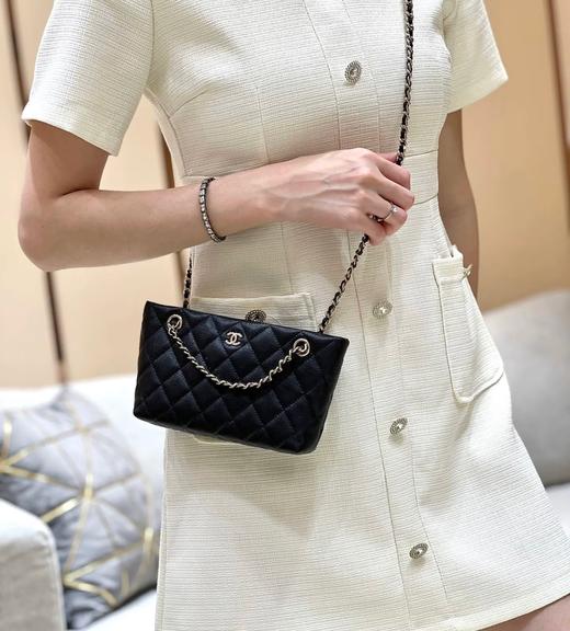 D061830黑金新款的牛皮荔枝小包单肩腋下斜挎包 商品图2