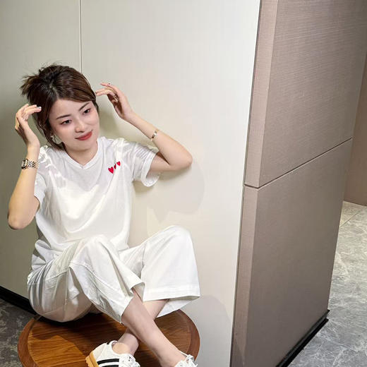 【预售7天】良木礼圆领爱心白T（4110精0972） 商品图0