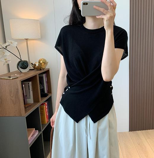 丝滑裸感真丝莱赛尔交叠扭结设计瘦瘦衫 商品图7