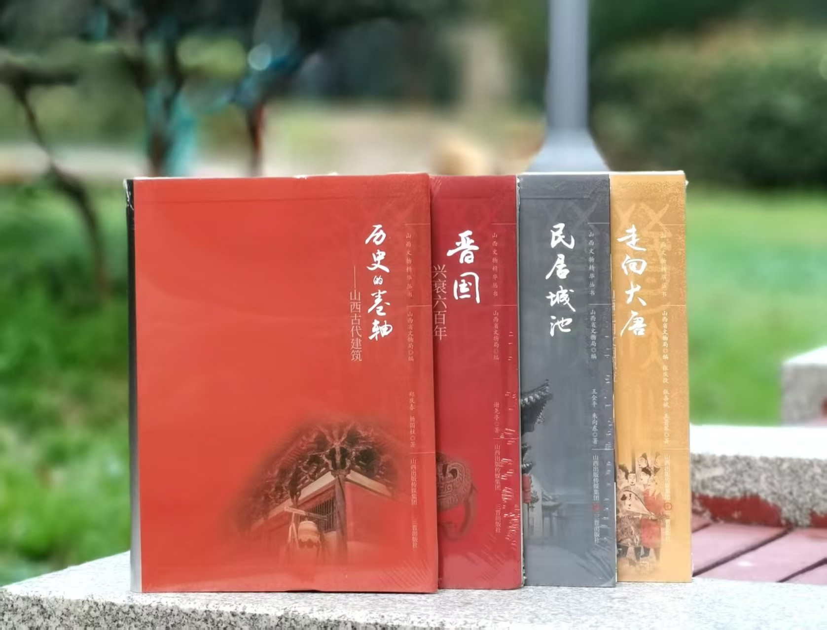 山西文物精华丛书四册：《历史的卷轴：山西古代建筑》《晋国兴衰六百年》《走向大唐：山西北朝文物源流》《民居城池》，软精装，16开，山西省文物局编，三晋出版社2019年版，定价461/售价299