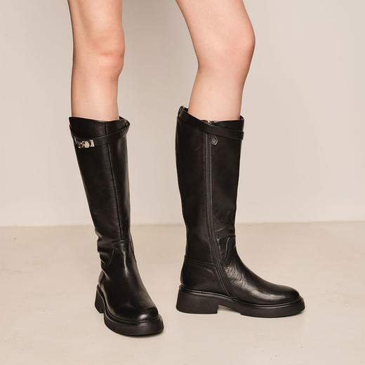 westory2022年秋冬新款黑色长靴显瘦骑士靴82701 商品图5