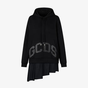 GCDS 女士字母徽标印花棉质休闲连帽迷你连衣裙 黑色 B1CW1002JI3 99