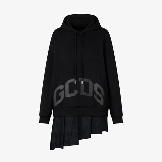 GCDS 女士字母徽标印花棉质休闲连帽迷你连衣裙 黑色 B1CW1002JI3 99 商品图0