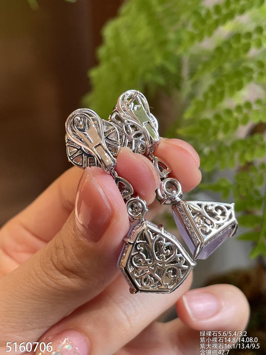 玻璃种粉紫罗兰随形耳坠【5160706】具体价格微信咨询 商品图8