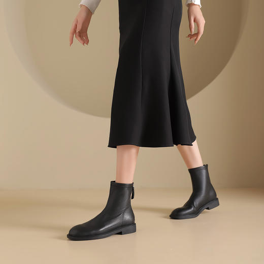 westory2024年秋冬新款优雅风平底粗跟百搭短靴切尔西S24DS84561 商品图4