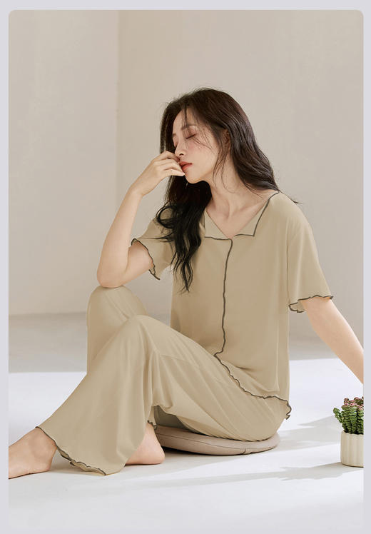 限时9折【莫代尔睡衣套装】A类 新疆棉+莫代尔 天然透气 纤维紧密 无化学加工合成HW3071B-CC 商品图3