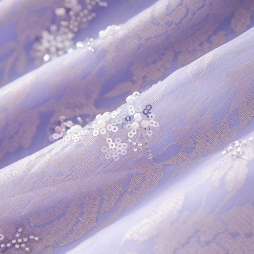 「高货wl」全新升级【铂金会员330/天猫439/差价109】(95933)洛诗琳重工刺绣钉珠蕾丝连衣裙2025夏季设计感圆领A子裙 商品图3