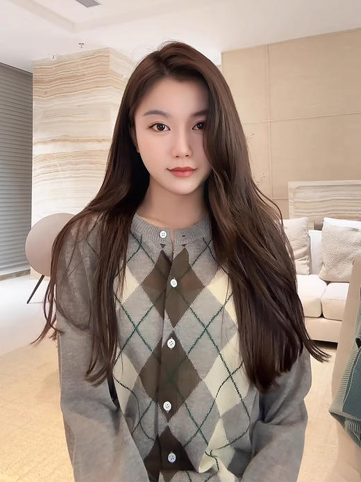 COCO ZONE 春季复古菱格纹圆领单排扣长袖针织衫CD1A0309 商品图2