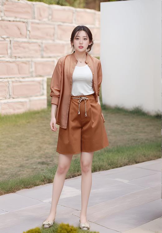 小立领手窄门襟防晒长袖衬衣 商品图0