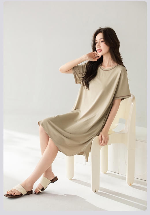 限时9折【居家睡裙系列】A类 自带胸垫款 隐形更贴心 柔软面料宽松版型 不拘束SQ3034B-CC 商品图4