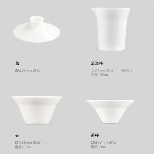 【鸣盏羊脂玉瓷八件套MZ8010】 羊脂玉瓷专业盖碗套装 商品图2