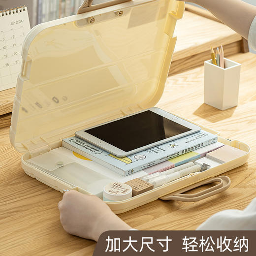 YOOE新升级【多用收纳神器🔥】奶油风手提文件袋，试卷资料轻松归类！A4大容量，风琴设计超能装✨办公学习必备！ 商品图1