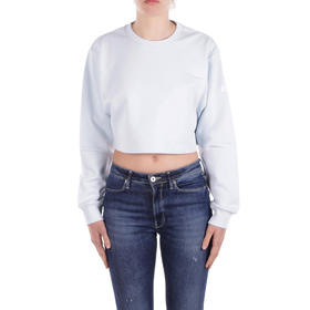 GCDS 女士字母徽标印花弹力棉质圆领长袖T恤 浅蓝色 B1EW1516UW0 75