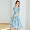 百媚生 泡泡袖收腰天丝连衣裙漂亮印花a字裙7090-238 商品缩略图2