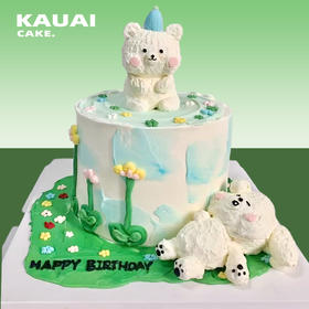 烤爱·生日蛋糕系列·夏日躺平熊·可爱小熊·多口味可选·生日，节日【仅限深圳同城配送】