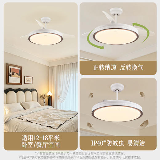 欧普（OPPLE）愉风餐厅风扇灯全光谱中古风约卧室隐形吊扇灯 商品图4